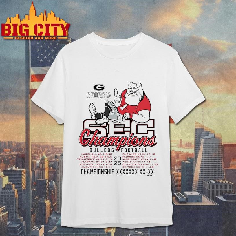 Georgia Bulldogs 2025 Sec Football Champions Recap Shirt Unisex T-shirt, Sweatshirt, Hoodie, Long Sleeve Tee - T-Shirt, Sweatshirt, Hoodie