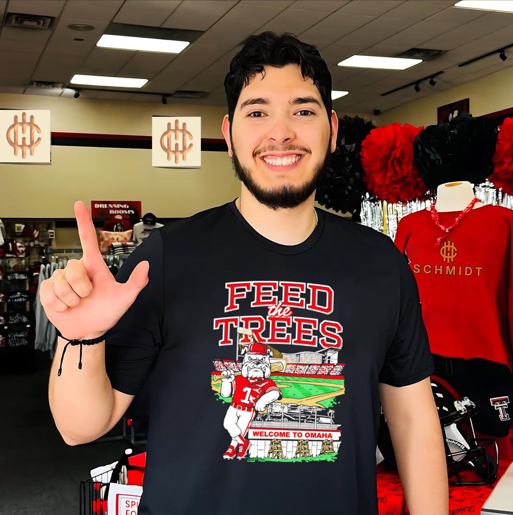 Georgia Bulldogs 2026 College World Series Feed The Trees mascot shirt Unisex T-shirt, Sweatshirt, Hoodie, Long Sleeve Tee - T-Shirt, Sweatshirt, Hoodie