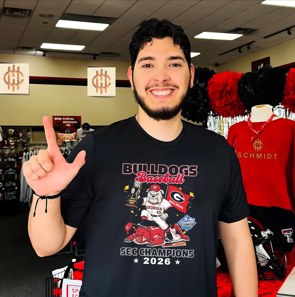 Georgia Bulldogs Baseball 2026 SEC Champions mascot shirt Unisex T-shirt, Sweatshirt, Hoodie, Long Sleeve Tee - T-Shirt, Sweatshirt, Hoodie