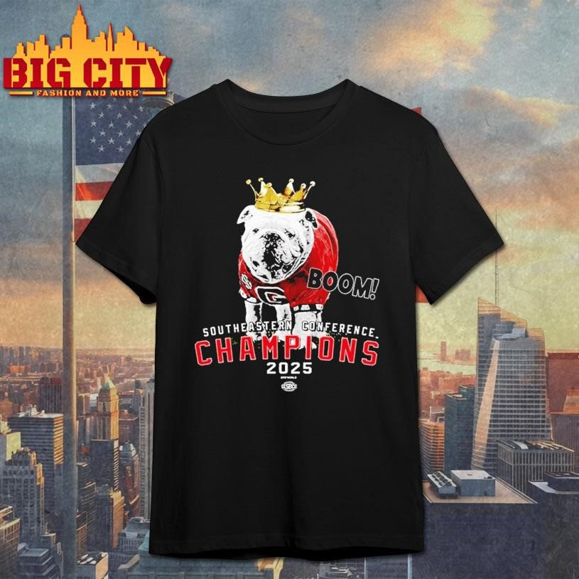 Georgia Bulldogs Boom 2025 Sec Championship Shirt Uga The King Shirt Unisex T-shirt, Sweatshirt, Hoodie, Long Sleeve Tee - T-Shirt, Sweatshirt, Hoodie