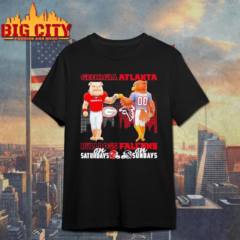 Georgia Bulldogs On Saturdays X Atlanta Falcons On Sundays Mascot Shirt Unisex T-shirt, Sweatshirt, Hoodie, Long Sleeve Tee - T-Shirt, Sweatshirt, Hoodie