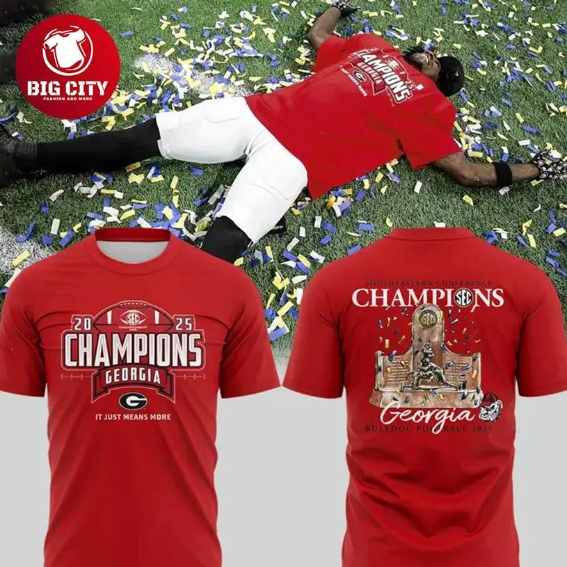 Georgia Bulldogs SEC Football Champions 2025 Two Sided Shirt Unisex T-shirt, Sweatshirt, Hoodie, Long Sleeve Tee - T-Shirt, Sweatshirt, Hoodie