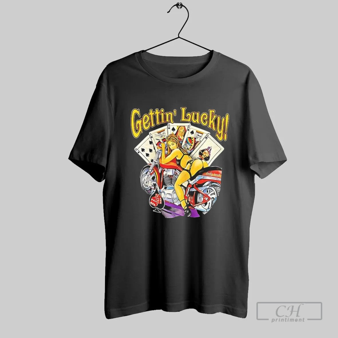 Gettin Lucky Biker Ls T Shirt Unisex T-shirt, Sweatshirt, Hoodie, Long Sleeve Tee - T-Shirt, Sweatshirt, Hoodie