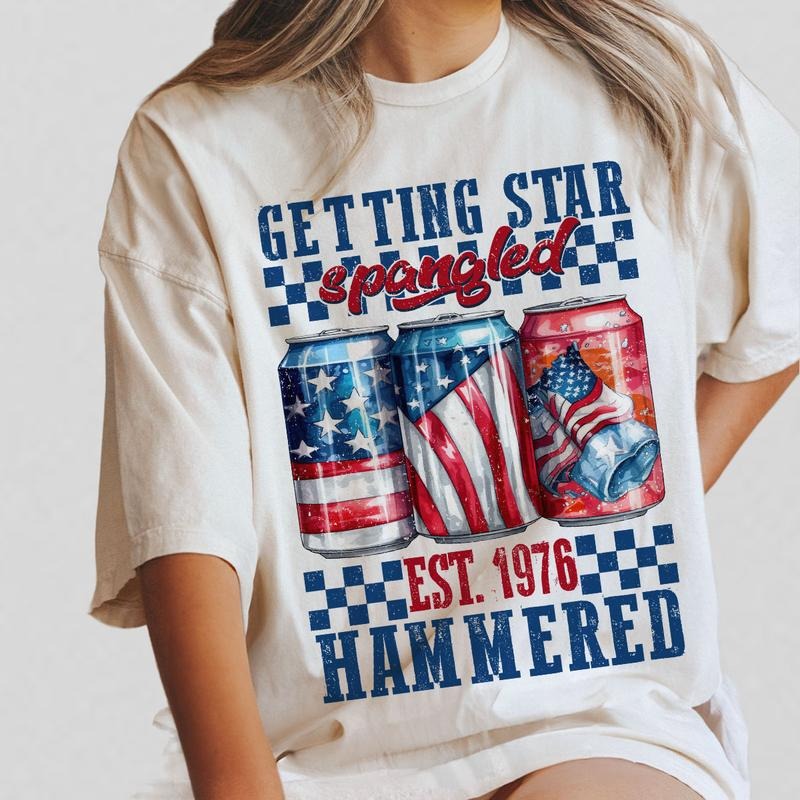 Getting Star Spangled Hammered Shirt Funny 4th July Patriotic Drinking Independence Day Party Shirt USA Flag Beer Can Retro American Pride Shirt Casual Comfortable Summer Top Fourth July Celebration T-Shirts, Hoodie, Sweatshirt - T-Shirt, Sweatshirt, Hoodie