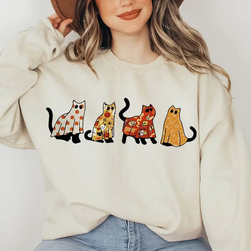 Ghost Cat Ghost Cat Halloween Ghost Shirt Black Cat Halloween Halloween Cat Shirt Cat Lover Halloween Shirt Cat Ghost T-Shirts, Hoodie, Sweatshirt - T-Shirt, Sweatshirt, Hoodie
