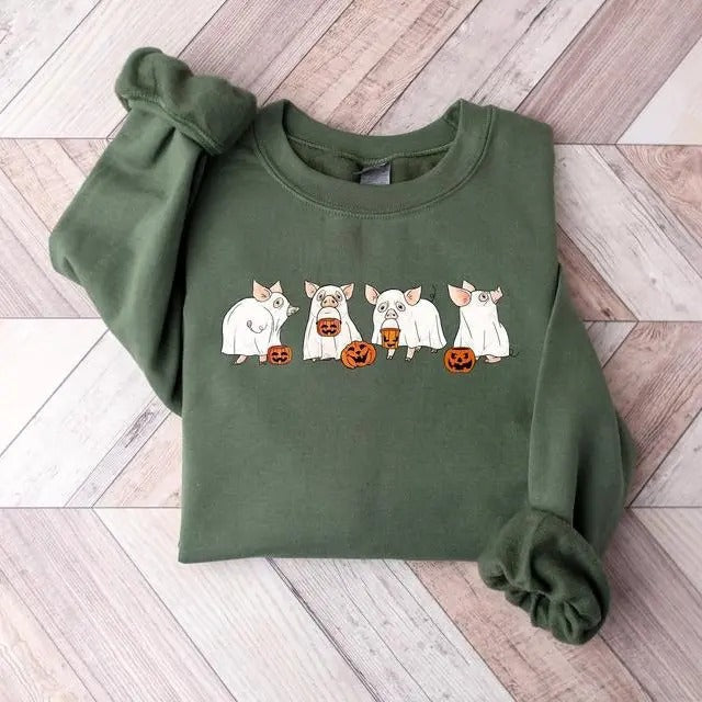 Ghost Pig Halloween Halloween Ghost Pig Lover Funny Halloween Pig T-Shirts, Hoodie, Sweatshirt - T-Shirt, Sweatshirt, Hoodie