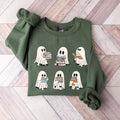 Ghost Reading Books Bookish Halloween Halloween Teacher Librarian Halloween Ghost Menswear Tops T-Shirts, Hoodie, Sweatshirt - T-Shirt, Sweatshirt, Hoodie