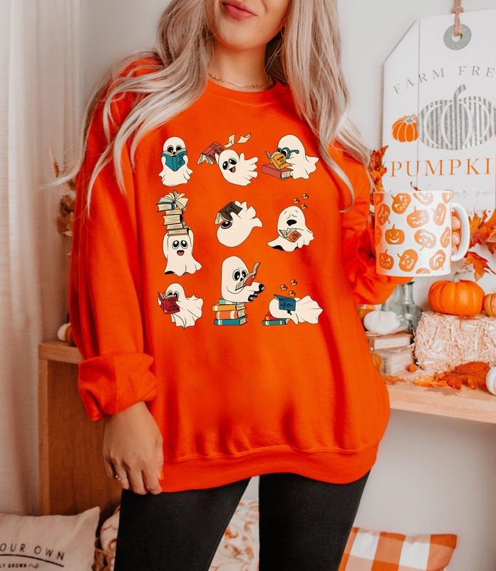 Ghost Reading Books Bookish Halloween Halloween Teacher Librarian Halloween Shirt Ghost Teacher Halloween Shirt Librarian Shirt Book Lover Shirt T-Shirts, Hoodie, Sweatshirt - T-Shirt, Sweatshirt, Hoodie