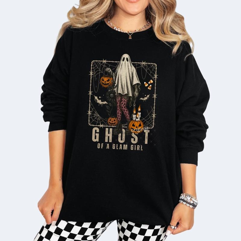 Ghost Glam Girl Black Punk Alt Grunge Goth Skeleton Vintage Casual Cotton Womenswear T-Shirts, Hoodie, Sweatshirt - T-Shirt, Sweatshirt, Hoodie