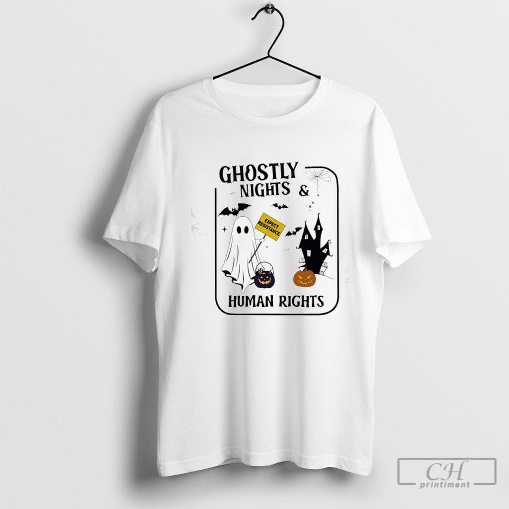 Ghostly Nights And Human Rights Halloween Shirt Sweater Unisex T-shirt, Sweatshirt, Hoodie, Long Sleeve Tee - T-Shirt, Sweatshirt, Hoodie