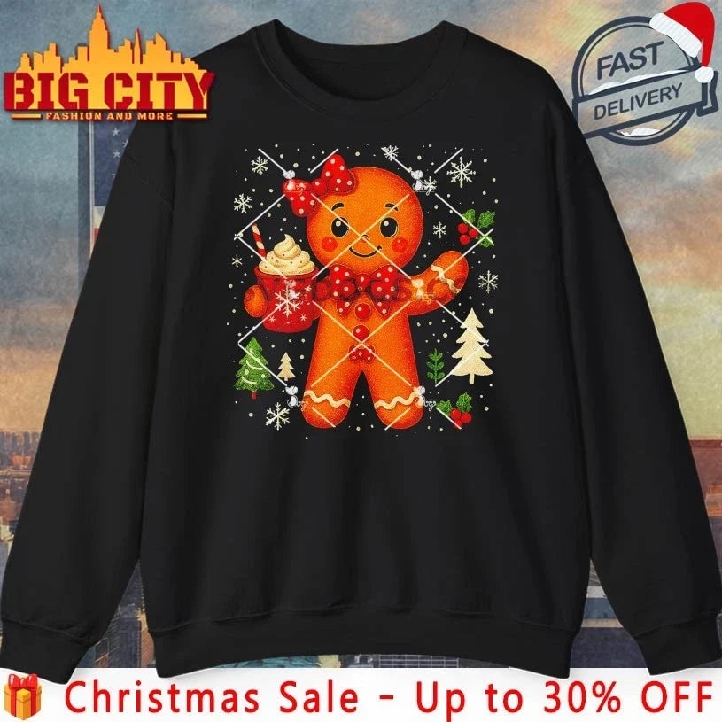 Gingerbread Christmas Snow Xmas 2025 shirt Unisex T-shirt, Sweatshirt, Hoodie, Long Sleeve Tee - T-Shirt, Sweatshirt, Hoodie