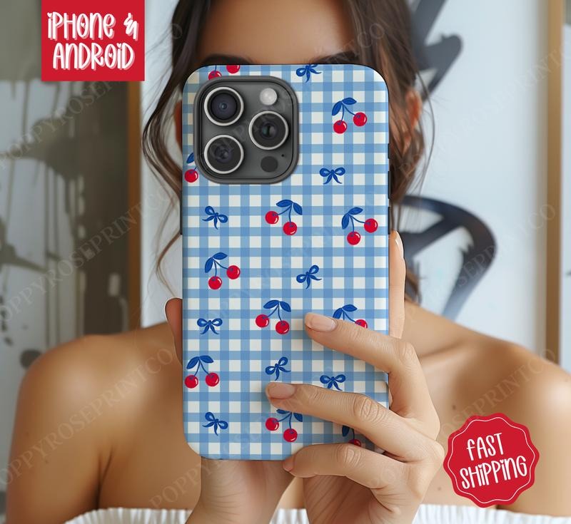 Gingham Cherry Phone Case Coquette Phone Case Mag Safe Compatible Magnetic Tough Cases T-Shirts, Hoodie, Sweatshirt - T-Shirt, Sweatshirt, Hoodie