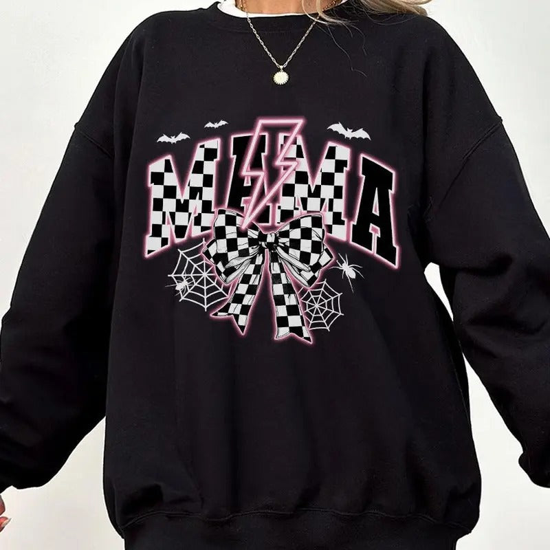 Girl Mom Halloween Shirt Mama Halloween Mom Comfort Halloween Shirts Mom Retro Halloween Shirt Spooky Shirt Spooky Season Mom Coquette Halloween Checkered Mama Halloween T-Shirts, Hoodie, Sweatshirt - T-Shirt, Sweatshirt, Hoodie
