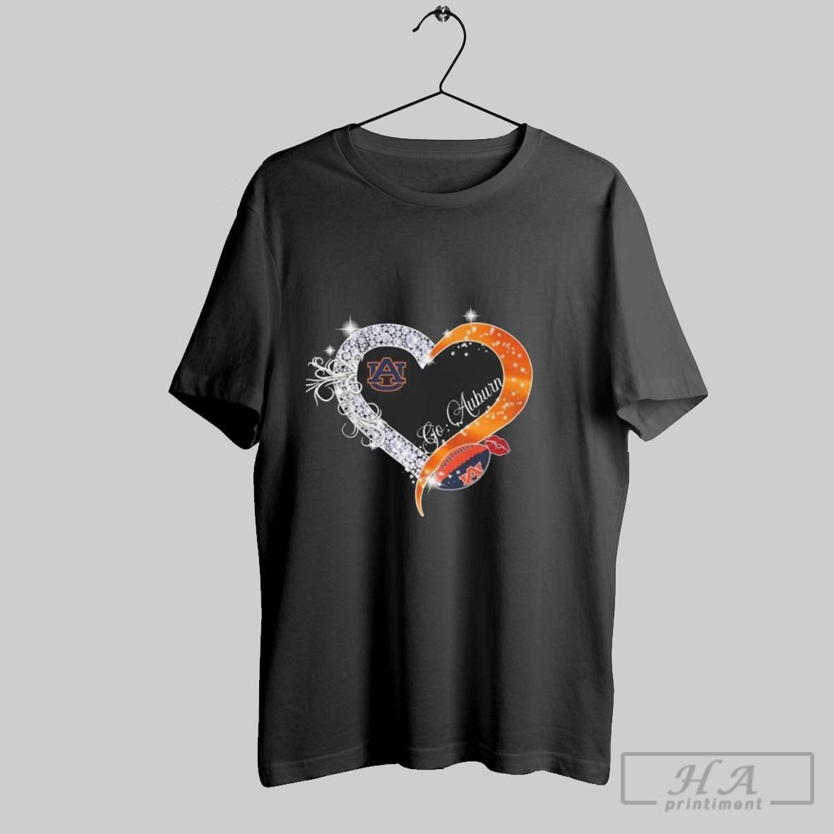 Go Auburn Tigers Diamond Heart 2025 Unisex T-shirt, Sweatshirt, Hoodie, Long Sleeve Tee - T-Shirt, Sweatshirt, Hoodie
