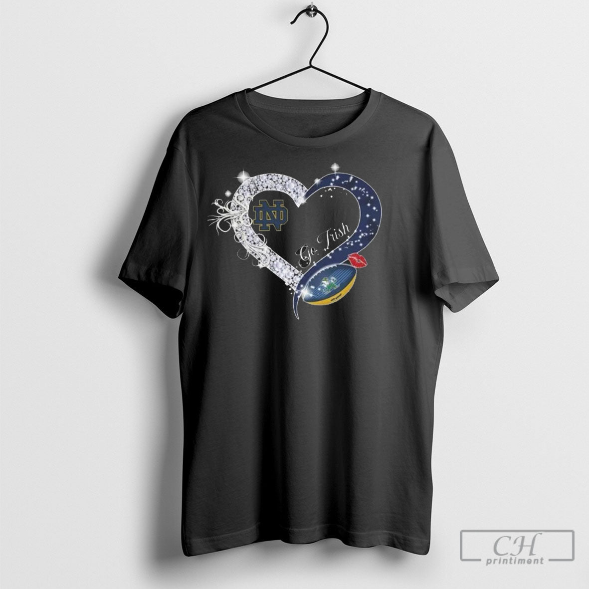 Go Irish Notre Dame Fighting Irish Diamond Hearts 2025 Shirt Sweater Unisex T-shirt, Sweatshirt, Hoodie, Long Sleeve Tee - T-Shirt, Sweatshirt, Hoodie