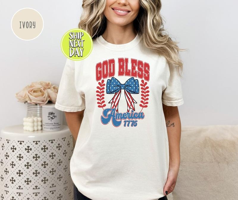 God Bless America 1776 Patriotic Bow Shirt Vintage American Flag Shirt Independence Day 4th July Ps019 T-Shirts, Hoodie, Sweatshirt - T-Shirt, Sweatshirt, Hoodie