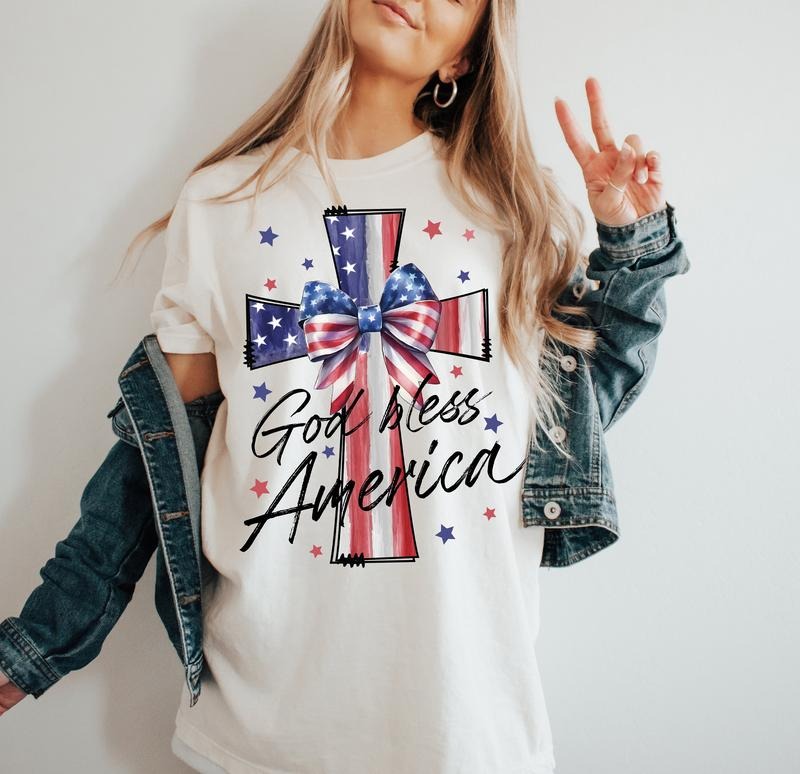 God Bless America Shirt File Christian American Coquette 4th July American Flagcross Shirtchristian Religious Shirt T-Shirts, Hoodie, Sweatshirt - T-Shirt, Sweatshirt, Hoodie