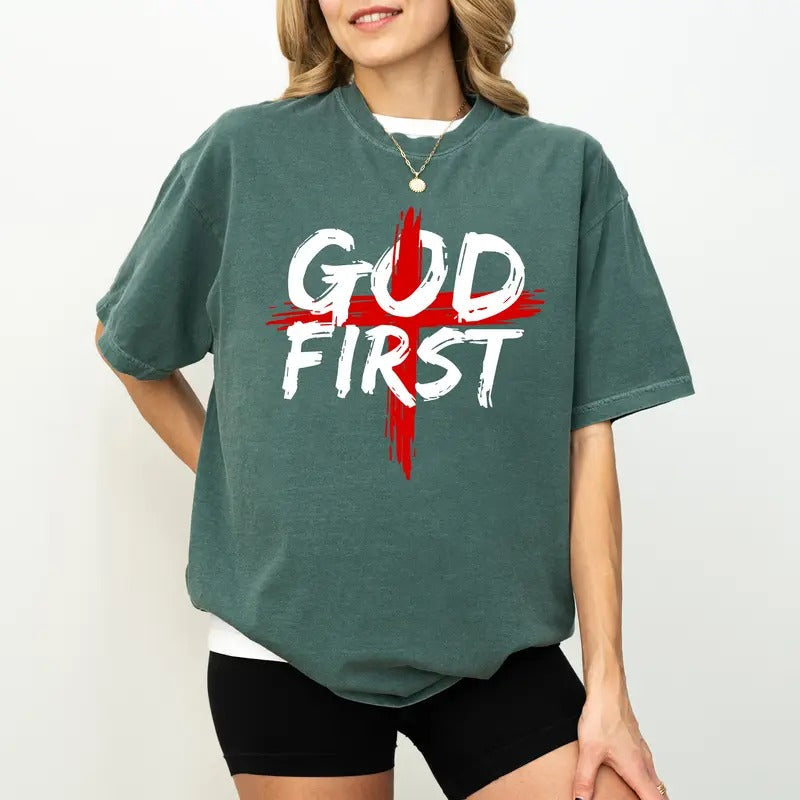 God First Comfort Colors Shirt Bible Verse Faith Unhinged Christian Religious T-Shirts, Hoodie, Sweatshirt - T-Shirt, Sweatshirt, Hoodie