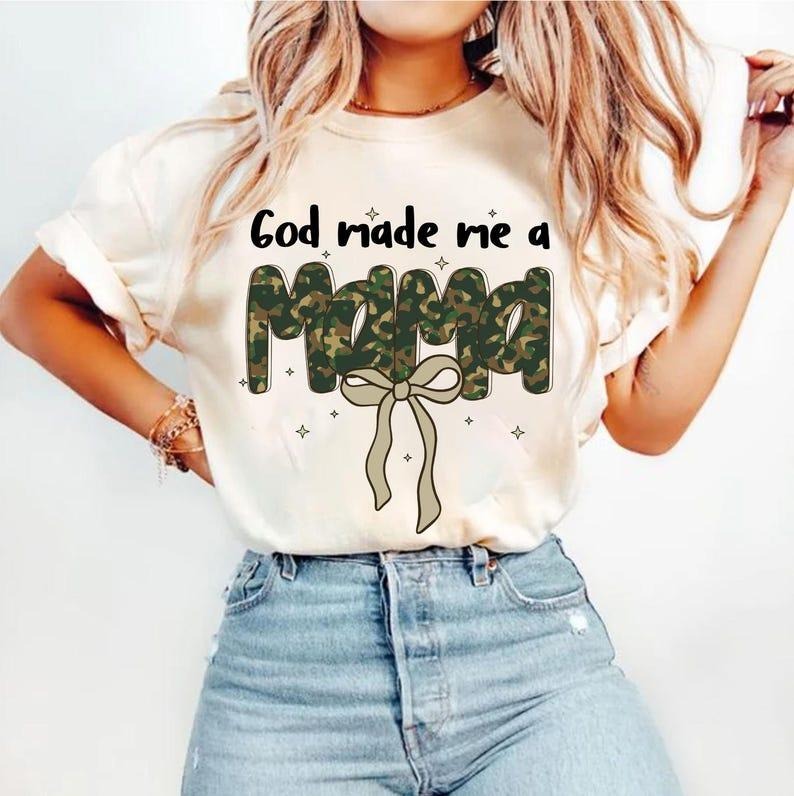 God Made Me Mama Coquette Bow Camo Mama T-Shirts, Hoodie, Sweatshirt - T-Shirt, Sweatshirt, Hoodie