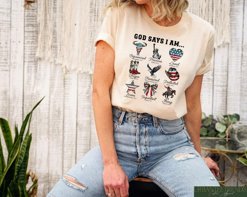 God Says I Am 4th July Western Shirt Western Cowboy USA Shirt Christian 4th July Shirt Independence Day God Bless America T-Shirts, Hoodie, Sweatshirt - T-Shirt, Sweatshirt, Hoodie