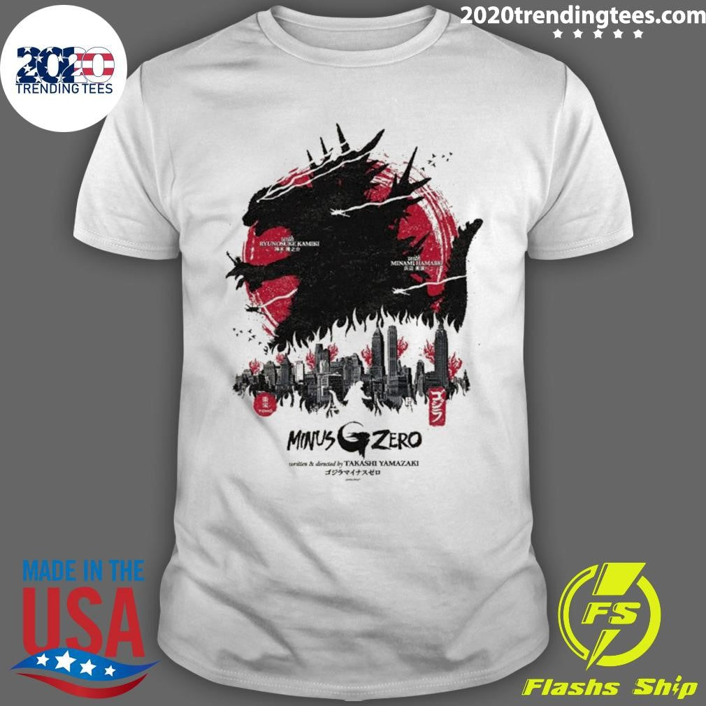 Godzilla Minus Zero Japan Flag Style Art A New Threat is Looming Shirt Unisex T-shirt, Sweatshirt, Hoodie, Long Sleeve Tee - T-Shirt, Sweatshirt, Hoodie