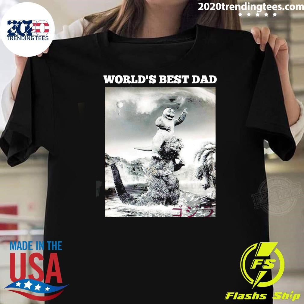 Godzilla Worlds Best Dad 2026 Tee Shirt Unisex T-shirt, Sweatshirt, Hoodie, Long Sleeve Tee - T-Shirt, Sweatshirt, Hoodie