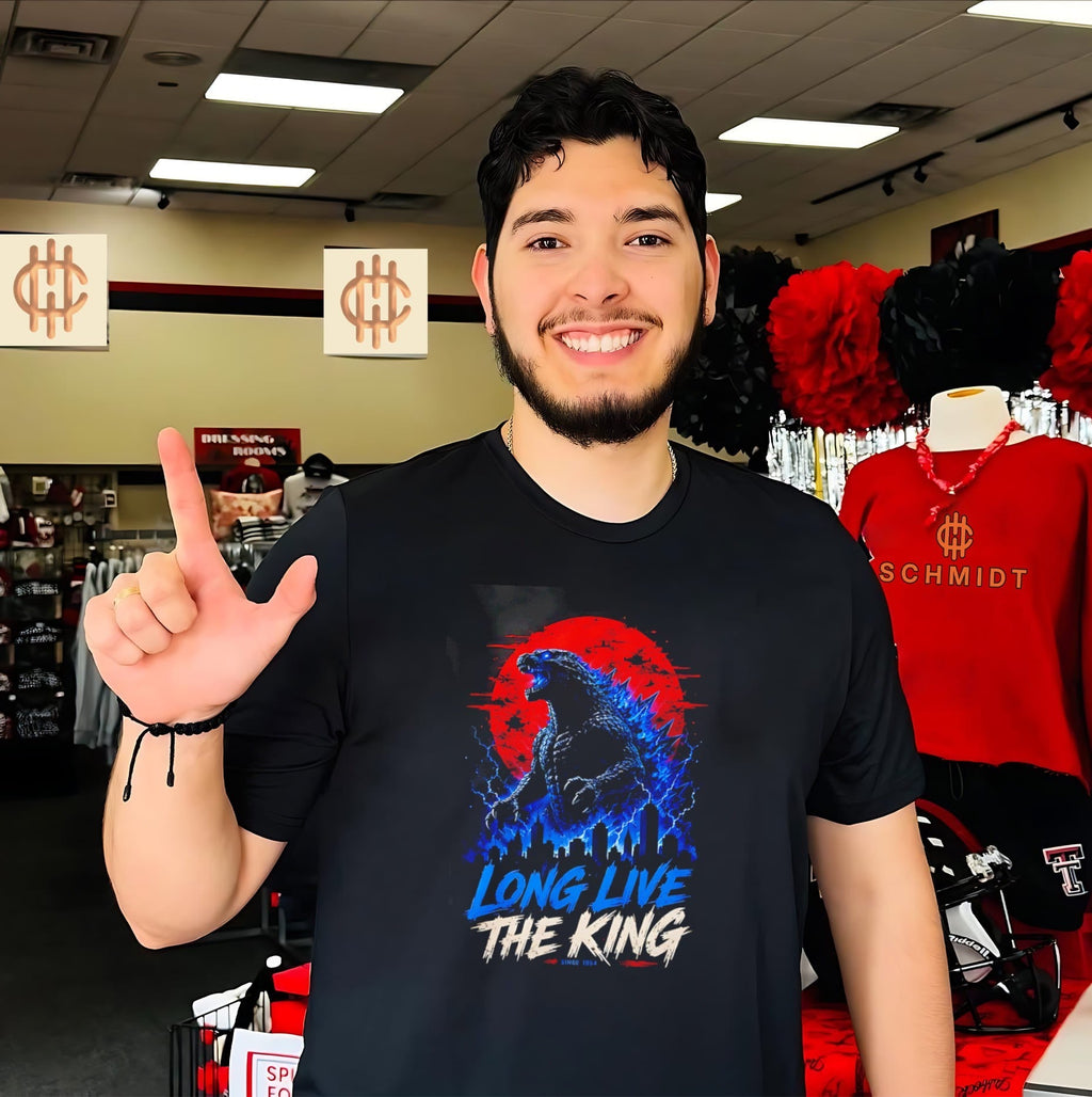 Godzilla long live the king illustration shirt Unisex T-shirt, Sweatshirt, Hoodie, Long Sleeve Tee - T-Shirt, Sweatshirt, Hoodie