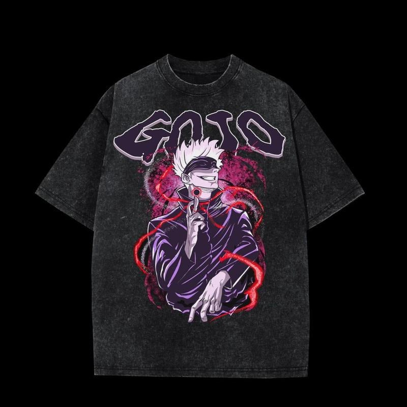 Gojo Acid Washed Anime Streetwear & Gym JJK One Sided Simple Simple Easy Match T-Shirts, Hoodie, Sweatshirt - T-Shirt, Sweatshirt, Hoodie
