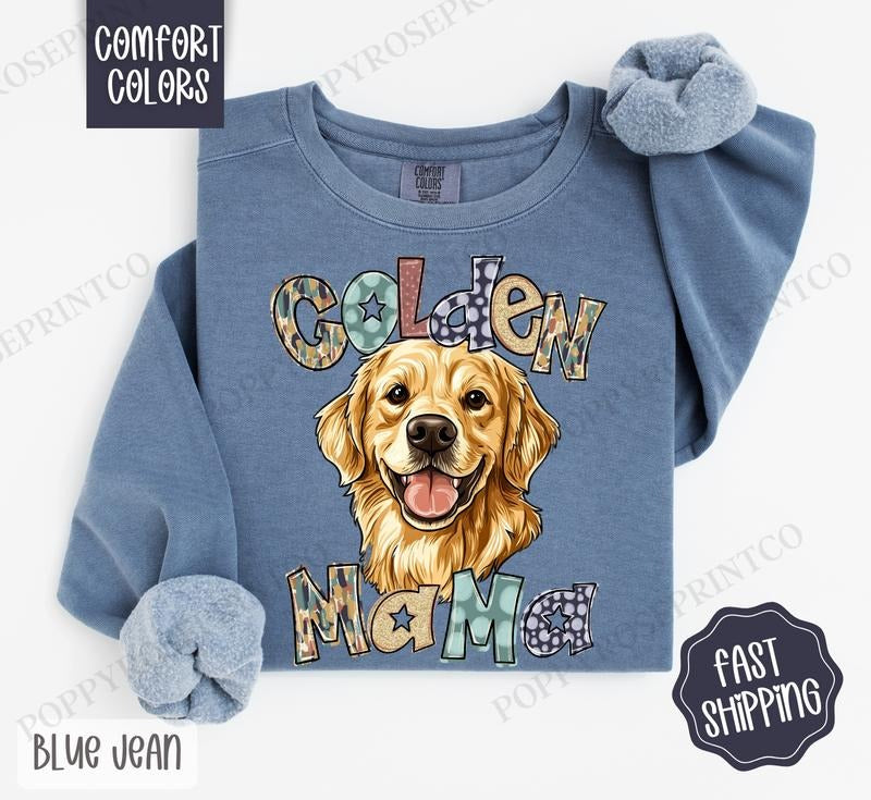 Golden Retriever Mama Comfort Colors Mama Cute Dog Mom T-Shirts, Hoodie, Sweatshirt - T-Shirt, Sweatshirt, Hoodie