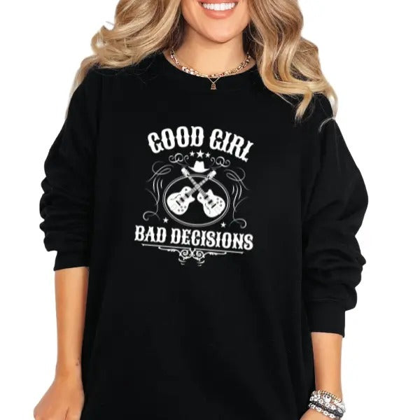 'Good Girl Bad Decisions' Music Retro Casual Comfort Skulls T-Shirts, Hoodie, Sweatshirt - T-Shirt, Sweatshirt, Hoodie