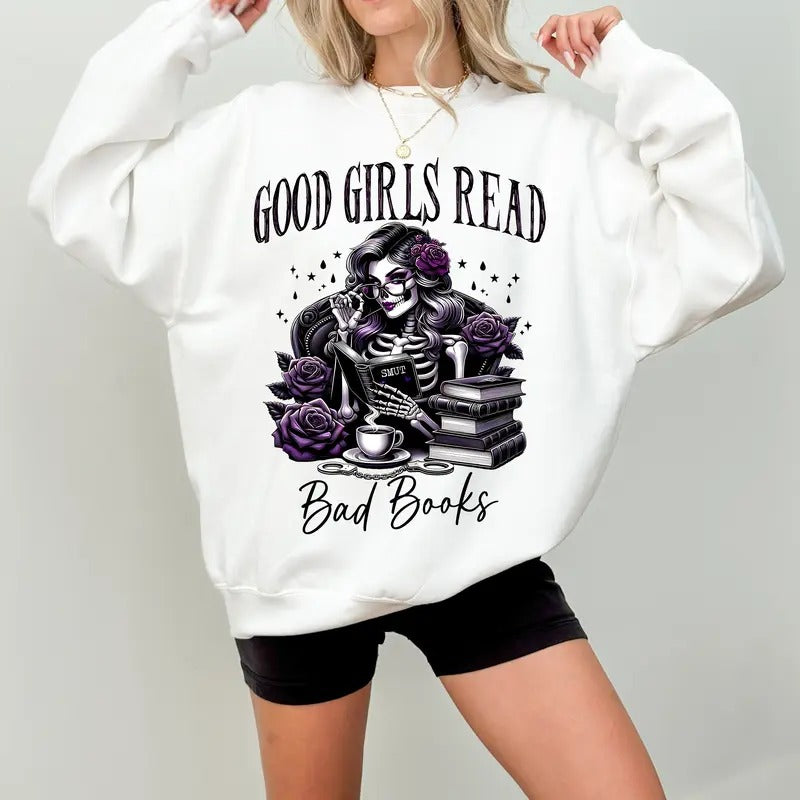 Good Read Bad Books Love Read Spicy Smut Books Booktok Shirt Spicy Book Club Sarcastic Skeleton T-Shirts, Hoodie, Sweatshirt - T-Shirt, Sweatshirt, Hoodie