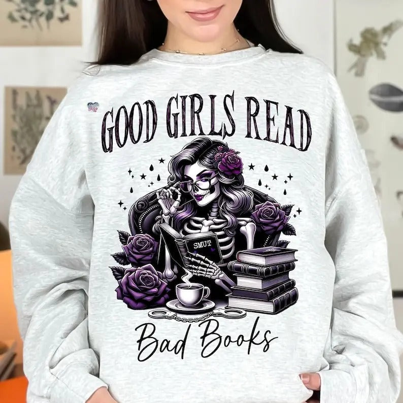 Good Read Bad Books Love Read Spicy Smut Books Booktok Shirt Spicy Book Club Clipart Sarcastic Skeleton T-Shirts, Hoodie, Sweatshirt - T-Shirt, Sweatshirt, Hoodie