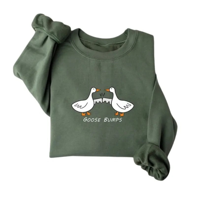 Goose Bumps Shirt Silly Goose Goosee Funny Cute Her Him Classic Menswear Fabric Fitted T-Shirts, Hoodie, Sweatshirt - T-Shirt, Sweatshirt, Hoodie