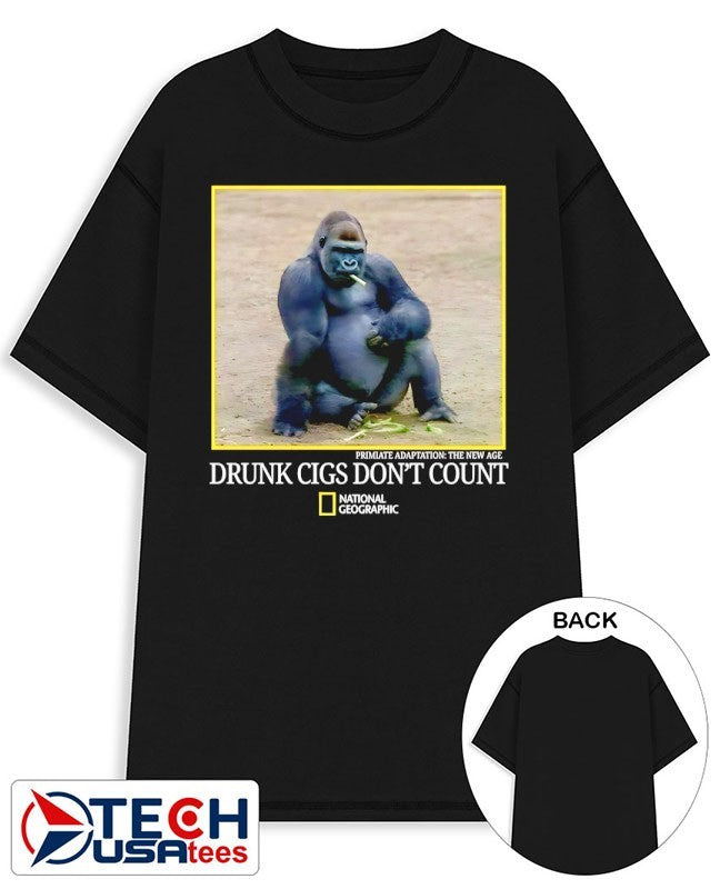 Gorilla smoking drunk cigs dont count shirt Unisex T-shirt, Sweatshirt, Hoodie, Long Sleeve Tee - T-Shirt, Sweatshirt, Hoodie