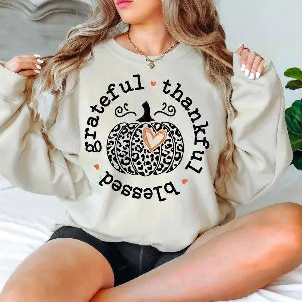 Grateful Thankful Blessed Thanksgiving Pumpkin Fall Autumn Thanksgiving Day Family Cozy Season Season T-Shirts, Hoodie, Sweatshirt - T-Shirt, Sweatshirt, Hoodie