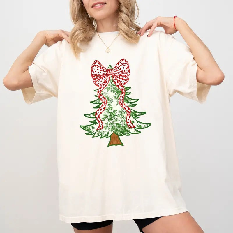 Green Grandmillennial Tree Comfort Colors Shirt Tree Coquette Bow Unhinged T-Shirts, Hoodie, Sweatshirt - T-Shirt, Sweatshirt, Hoodie