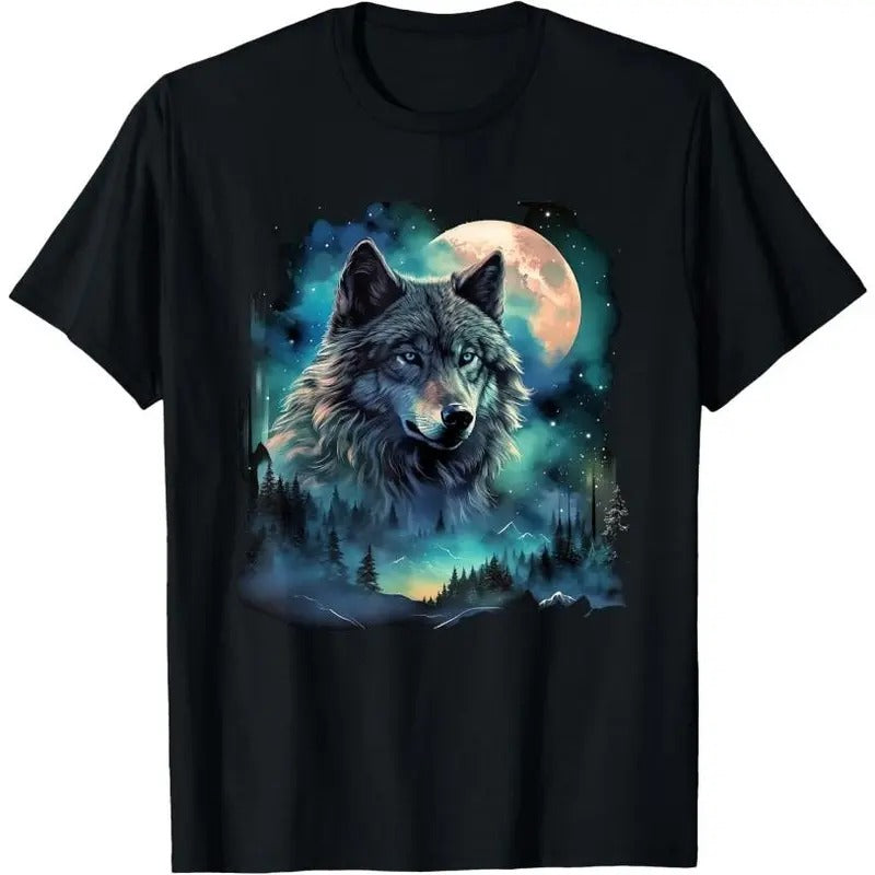 Grey Wolf Hunting Grounds Icy Moon Forest Galaxy T-Shirts, Hoodie, Sweatshirt - T-Shirt, Sweatshirt, Hoodie