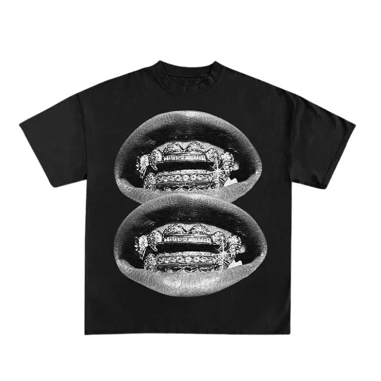 Grillz Halloween Lip Print Size S 3XL Top Womenswear Underwear Humen Underwear Lady Streetwear Human Shoe Comfort Casual T-Shirts, Hoodie, Sweatshirt - T-Shirt, Sweatshirt, Hoodie