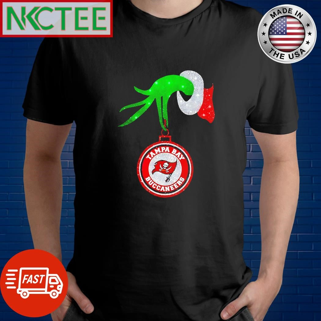 Grinch Hand Holding Tampa Bay Buccaneers ornament Christmas shirt Unisex T-shirt, Sweatshirt, Hoodie, Long Sleeve Tee - T-Shirt, Sweatshirt, Hoodie