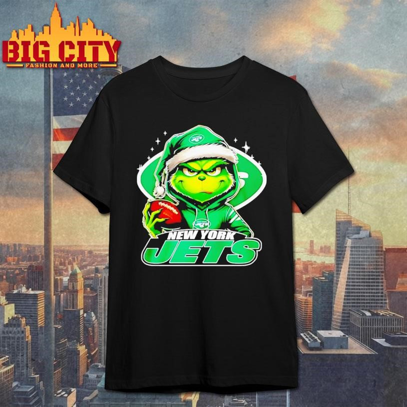 Grinch wearing Santa x New York Jets hat Christmas shirt Unisex T-shirt, Sweatshirt, Hoodie, Long Sleeve Tee - T-Shirt, Sweatshirt, Hoodie