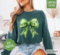 Grinchy Bow Comfort Colors Long Sleeve Cute T-Shirts, Hoodie, Sweatshirt - T-Shirt, Sweatshirt, Hoodie