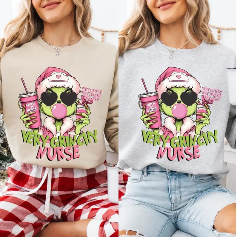 Grinchy Nurse Shirt Love Nurse Shirt Grinchmas Nurse Shirt Him Her Full Size Full Color T-Shirts, Hoodie, Sweatshirt - T-Shirt, Sweatshirt, Hoodie