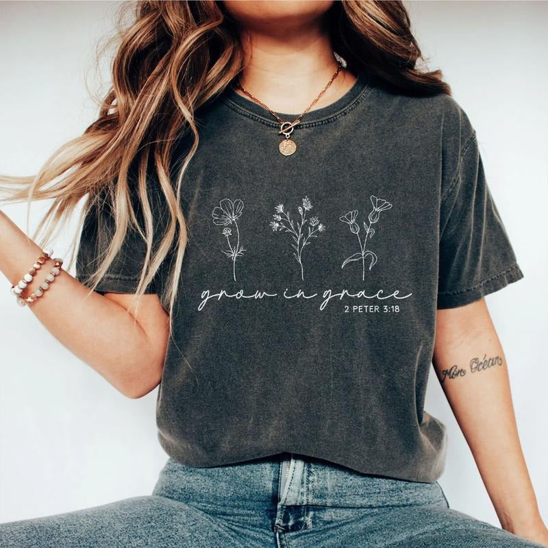 Grow Grace Shirt Christian Comfort Shirt Christian Wildflowers Shirt Faith Mom Wild Flowers Christian Religious Cross Inspirational Religious Shirt Christian Top T-Shirts, Hoodie, Sweatshirt - T-Shirt, Sweatshirt, Hoodie