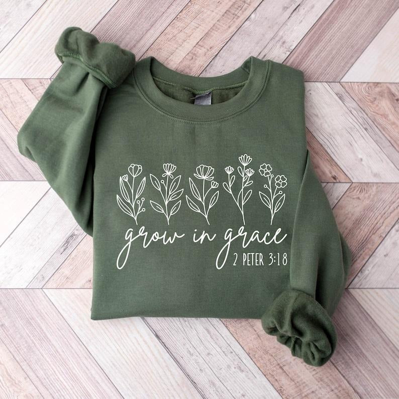 Grow Grace Faith Christian Jesus Shirt Bible Verse Faith Shirt Christian T-Shirts, Hoodie, Sweatshirt - T-Shirt, Sweatshirt, Hoodie