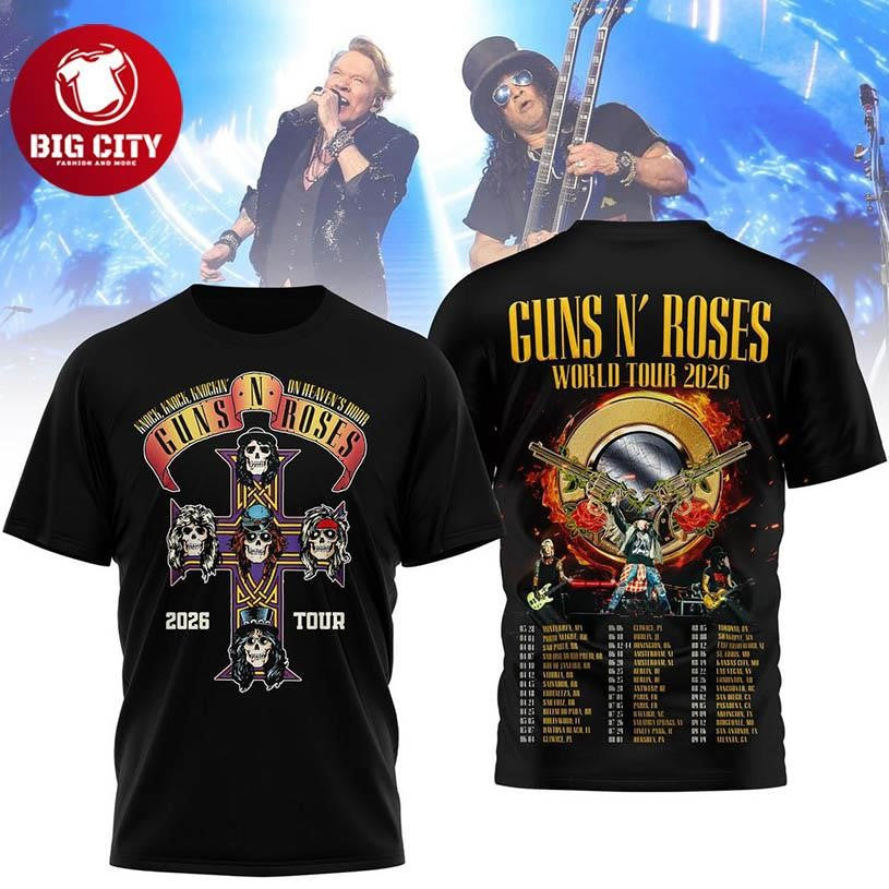 Gun N Roses 2026 World Tour America Schedule Two Sided Shirt Unisex T-shirt, Sweatshirt, Hoodie, Long Sleeve Tee - T-Shirt, Sweatshirt, Hoodie