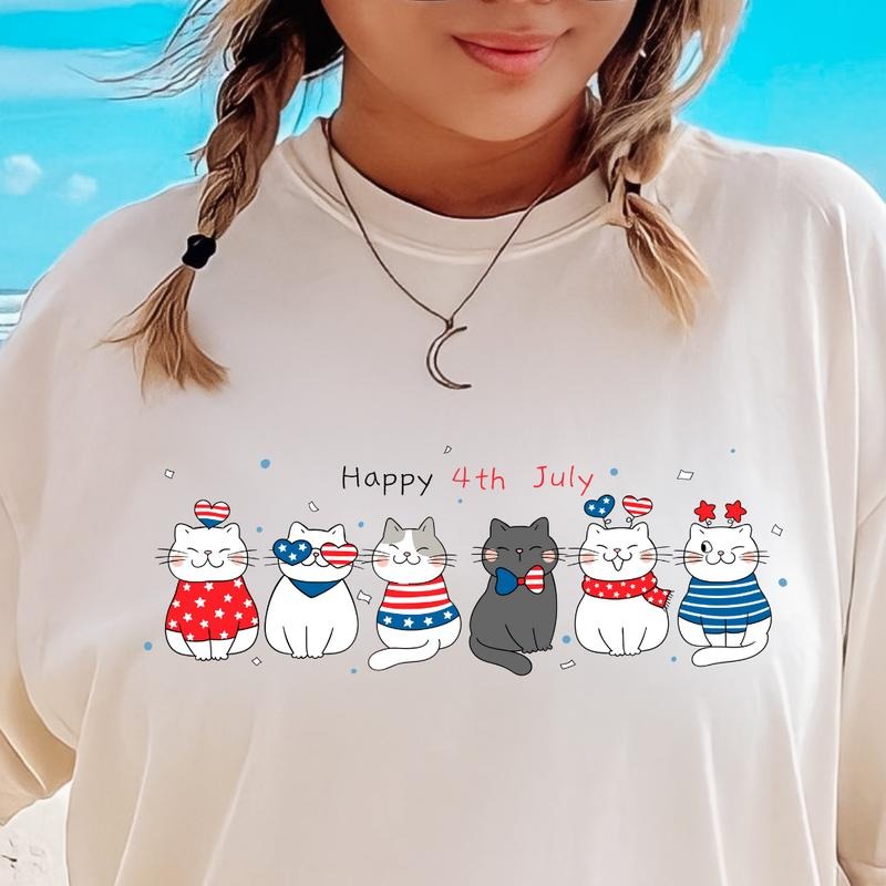 HAPPY 4TH JULY CATS SHIRT JULY 4TH SHIRT 4TH JULY SHIRT COTTON SHIRT SUMMER SHIRT Comfort Fabric T-Shirts, Hoodie, Sweatshirt - T-Shirt, Sweatshirt, Hoodie
