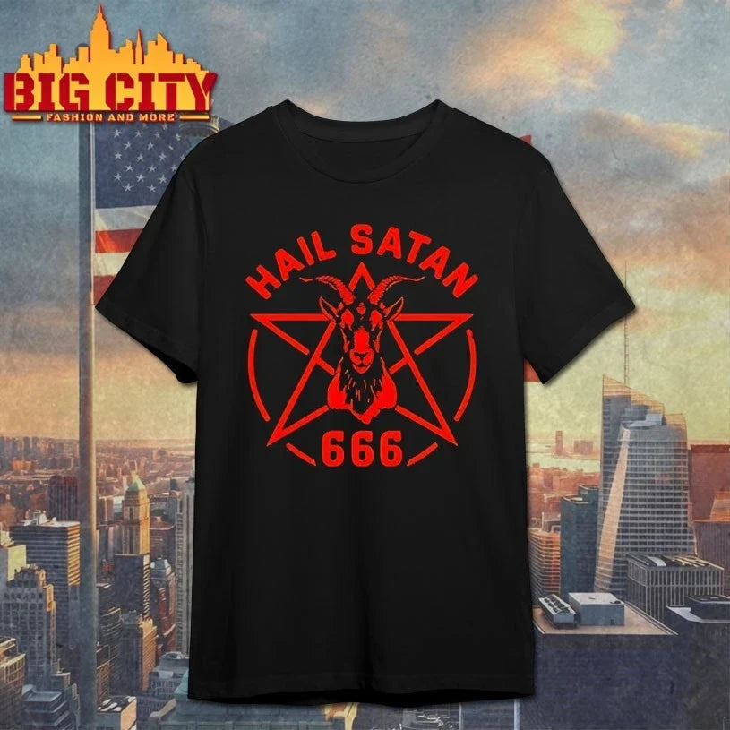 Hail Satan Goat Head Pentagram 666 shirt Unisex T-shirt, Sweatshirt, Hoodie, Long Sleeve Tee - T-Shirt, Sweatshirt, Hoodie