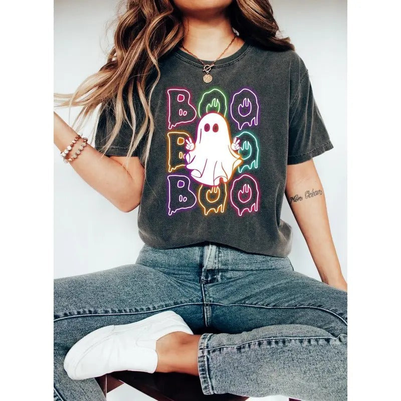 Halloween Boo Neon Neon Halloween Ghost Shirt Halloween Ghost Neon Shirt Halloween Party Shirt Boo Ghost Boo T-Shirts, Hoodie, Sweatshirt - T-Shirt, Sweatshirt, Hoodie