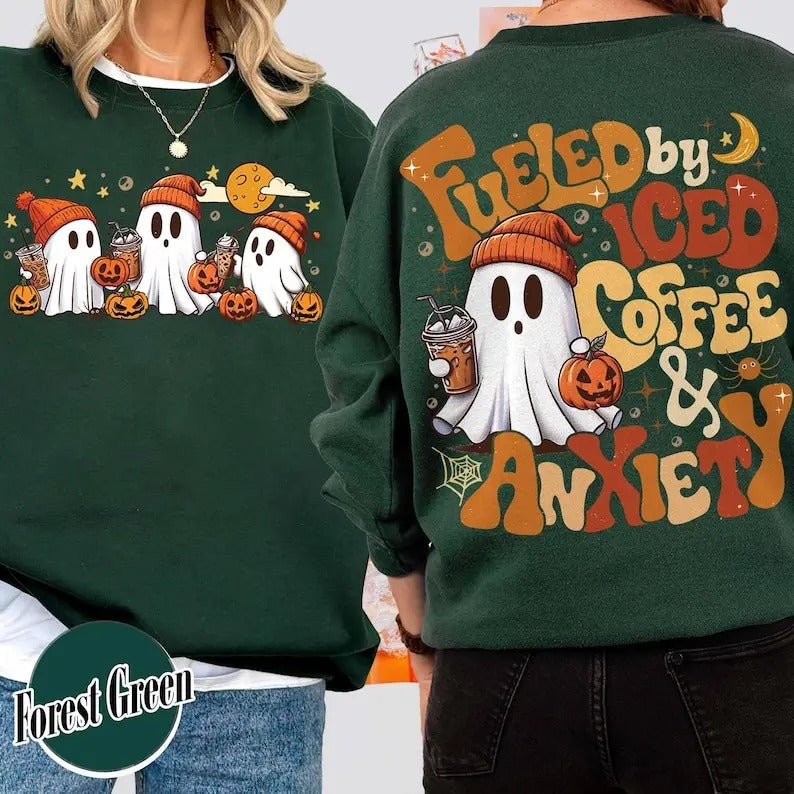 Halloween Coffee Little Ghost Iced Coffee Shirt Halloween Shirt Cute Ghost Drinking Coffee Halloween Ghost Iced Coffee T-Shirts, Hoodie, Sweatshirt - T-Shirt, Sweatshirt, Hoodie