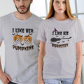 Halloween Couples Shirts I Like Her Pumpkins & I Like His Broomstick Funny Cotton Spooky Fun T-Shirts, Hoodie, Sweatshirt - T-Shirt, Sweatshirt, Hoodie